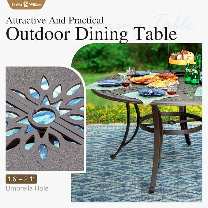 Sophia & William 7 Pieces Cast Aluminium Patio Dining Furniture Set - Image 2