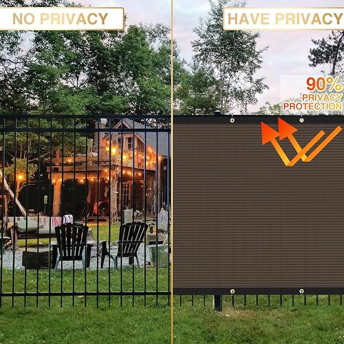 Privacy Fence Screen 8' x 50' Heavy Duty Mesh Windscreen Cloth Brown - Image 4