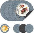 13" Round Placemats Set of 4, NCUE Dual-Sided Faux Leather Heat Resistant Table by NCUE