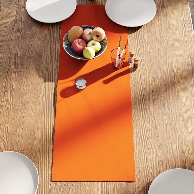 Encasa XO Table Runner 13"x36" Long | Cotton Canvas Fabric | Orange Solid Color - Image 3
