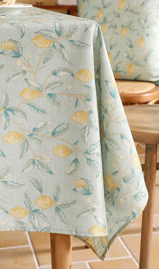 patdrea Designer Linen Long Green Tablecloth - Image 9