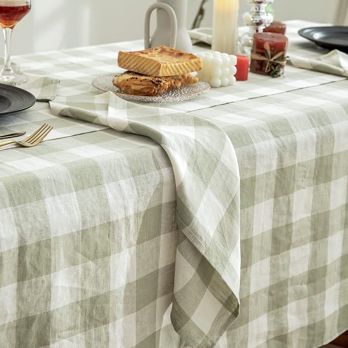 EVERLY 100% Yarn-Dyed Linen Rectangle Tablecloths 60x108Inches - Image 4