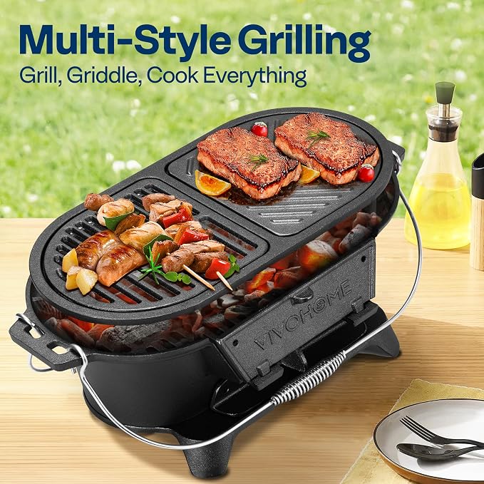 VIVOHOME Oval Cast Iron Grill - Image 2