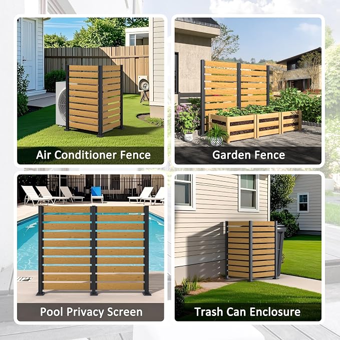 MUPATER 60in H×78in W No Dig Wooden Privacy Screen, Outdoor Wall Suit - Image 8
