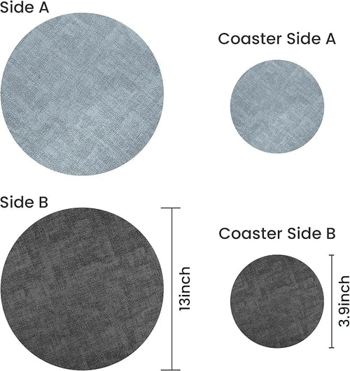 13-Inch Faux Leather Round Placemats Set of 12, Waterproof Anti-Slip Dual Sided - Image 2