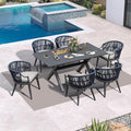 PURPLE LEAF 7 Pieces Outdoor Dining Set All Weather Wicker Patio Dining Set by Unknown