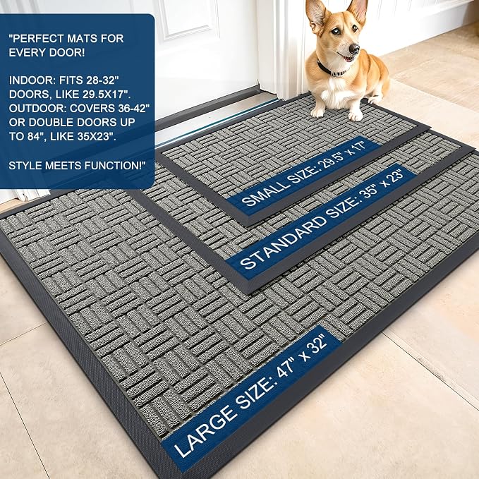 OLANLY Front Door Mat Outside Entrance 33x21, Heavy Duty Sturdy Natural Rubber - Image 2