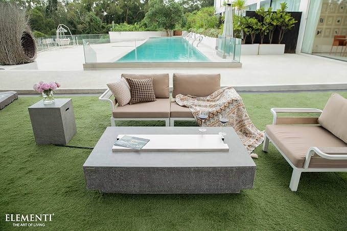 Elementi | Bundle Hampton Gas Fire Pit Cast Concrete 56" Rectangular Fire Table - Image 7