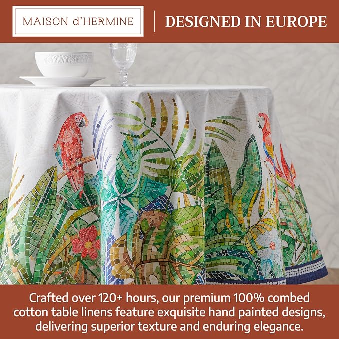 Maison d'Hermine Premium Table Cloth Round Table 100% Cotton 70 Inches - Image 3