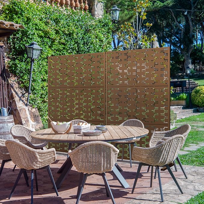 Metal Privacy Screen Outdoor 72" H×47" W, Freestanding Decorative Privacy Screen - Image 4