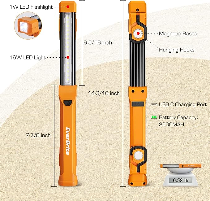 EverBrite 1000LM LED Work Light, Rechargeable Work Light - Image 5