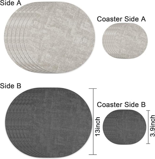 13-Inch Faux Leather Round Placemats Set of 6, Waterproof Anti-Slip Dual Sided - Image 2
