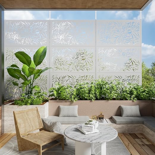 Casaphoria 72" H x 47" W Metal Outdoor Privacy Screen, Freestanding Decorative - Image 2