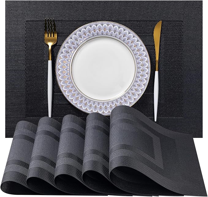 LEXMORE Placemats Set of 4 Vinyl/Plastic Woven Place Mats by lexmore