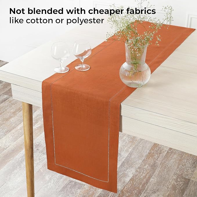 D'Moksha Homes Linen Rust Table Runner 108 Inches Long - Image 5