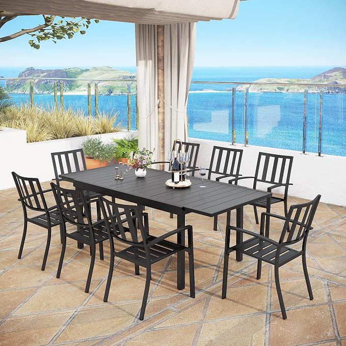 MFSTUDIO Outdoor Dining Set for 8, Expandable Patio Table and Chairs Set - Image 8