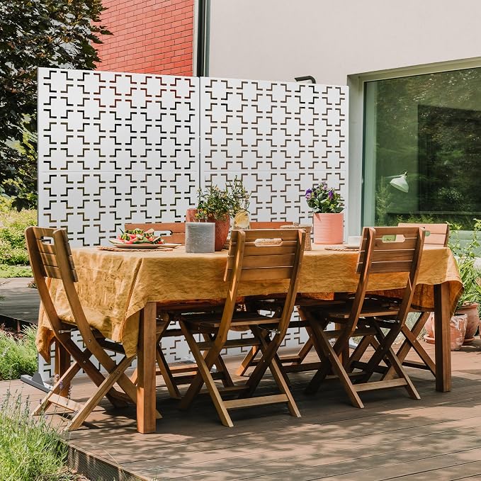 Elevens Metal Outdoor Privacy Screen, Freestanding Outdoor Divider Decorative - Image 4