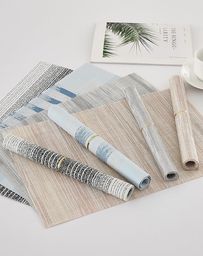 Leetaltree Black with White Woven Placemats Set of 8 - Image 9