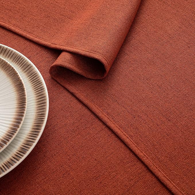 MIULEE Burnt Orange Linen Polyester Tablecloth Fall Thanksgiving 52x70 Inch - Image 3