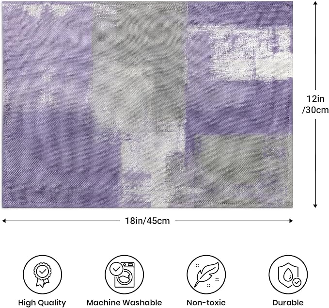 Modern Art Placemats Set of 4 Purple Abstract Painting Place Mats Washable - Image 8