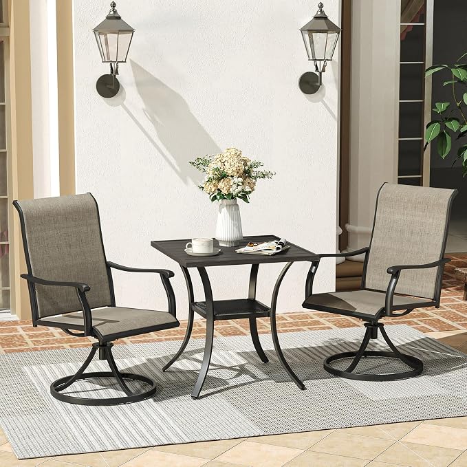 VICLLAX Patio Dining Table, Square Table Metal Outdoor Bistro Table - Image 2