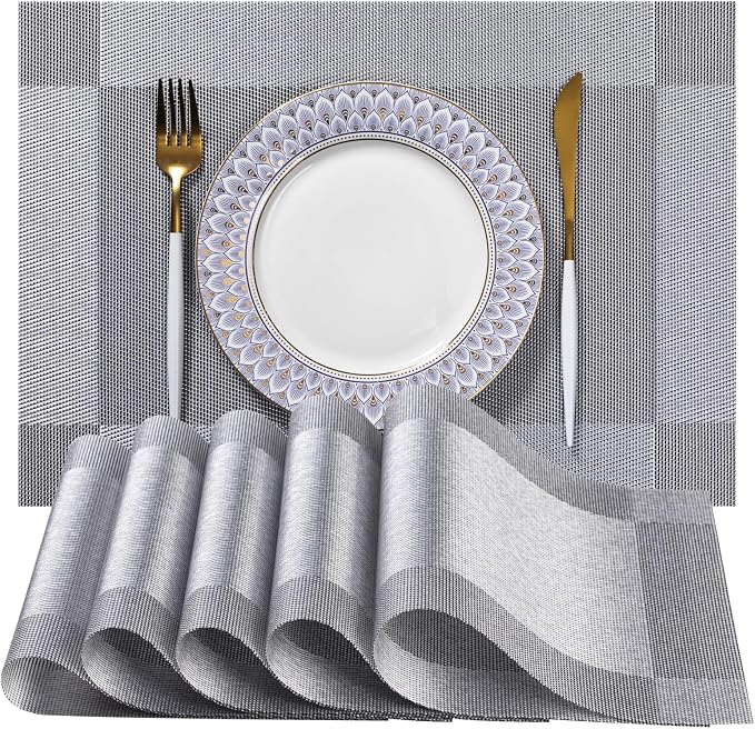 LEXMORE Placemats Set of 6 Vinyl/Plastic Woven Place Mats by lexmore