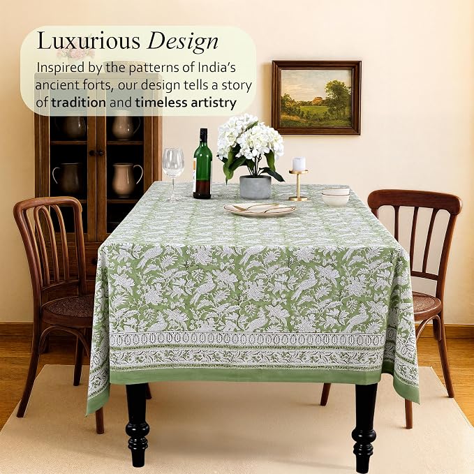 CPC Tablecloth 100% Cotton 72x190 Inch Indian Block Print Rectangle Table Cover - Image 2