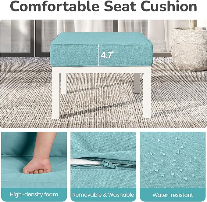 Solaste Outdoor Footstools Patio Ottoman Set of 2, Aluminum All-Weather Outdoor - Image 5