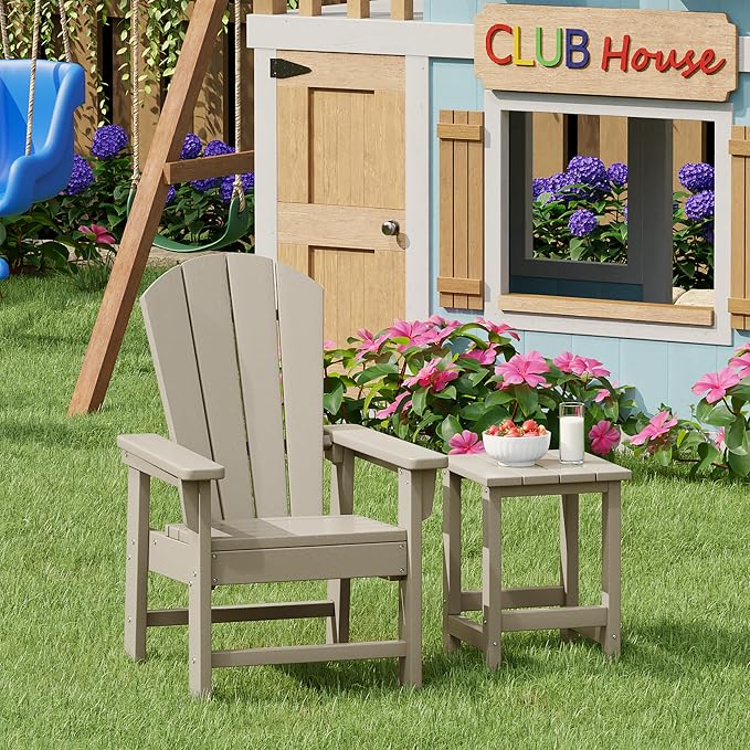 Costaelm Kids Outdoor Side Table, Small Patio HDPE Adirondack Square Table - Image 3