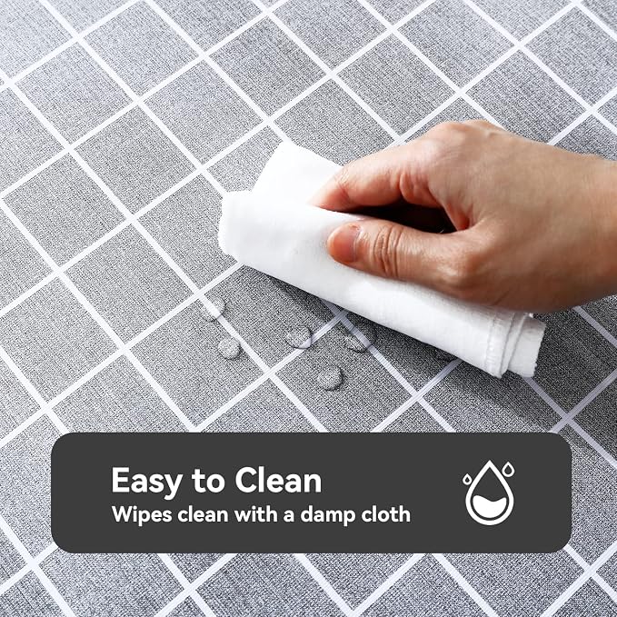 Romanstile Square Vinyl Tablecloth, 100% Waterproof Oil-Proof Checkered Plastic - Image 2