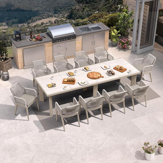 PURPLE LEAF 11 Pieces Patio Dining Set Aluminum Modern Rectangular Table and - Image 2