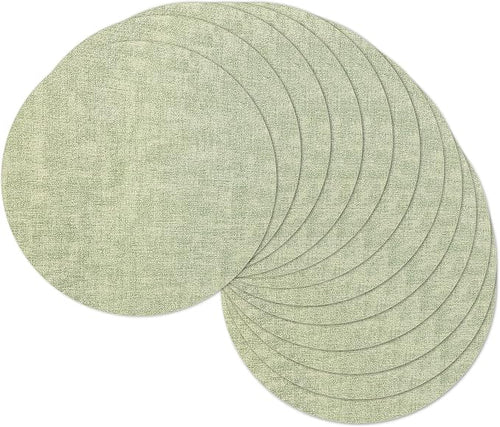 13" Round Placemats Set of 12, Reversible Faux Leather Heat Resistant Table Mats by NCUE