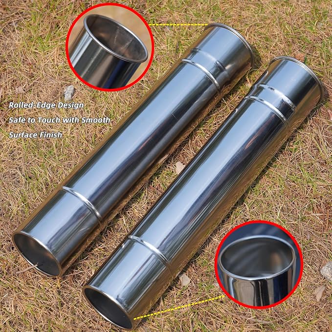 2-Pcs Heavy-Duty Stainless Steel Stove Pipes, 2.75-Inch Diameter, Reinforced - Image 7