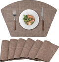 Round Table Placemats Set of 6, Faux Leather Wedge Shape Place Mats Heat by Wanlvhu
