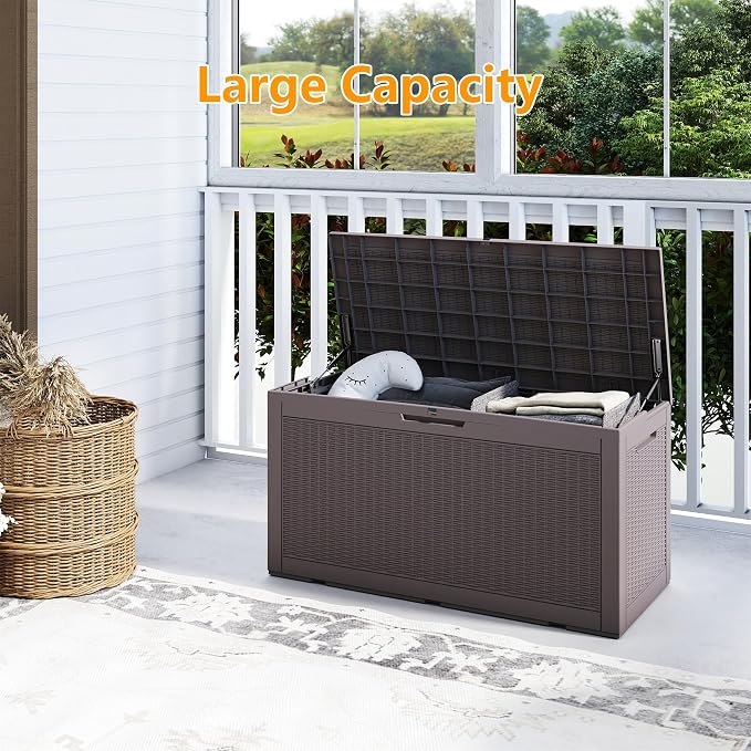 100 Gallon Outdoor Storage Box Waterproof, Resin Deck Boxes - Image 5