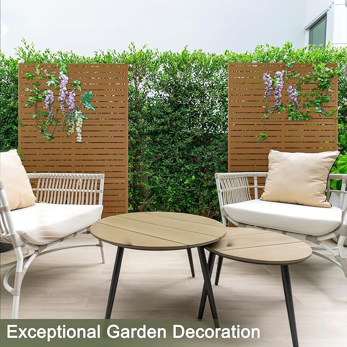 Metal Privacy Screen Outdoor 72" H×47" W, Freestanding Decorative Privacy Screen - Image 4