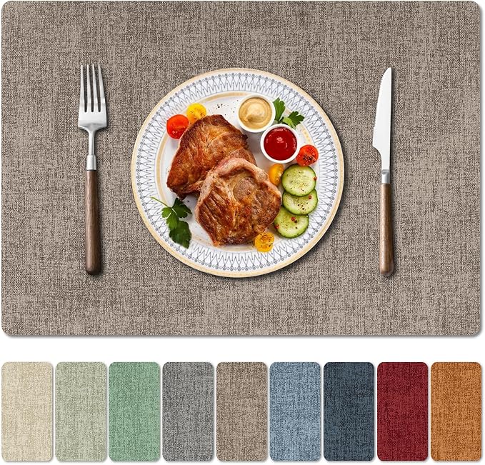 Faux Leather Heat Resistant Placemats Set of 8 – Waterproof Oilproof Wipeable by Unknown