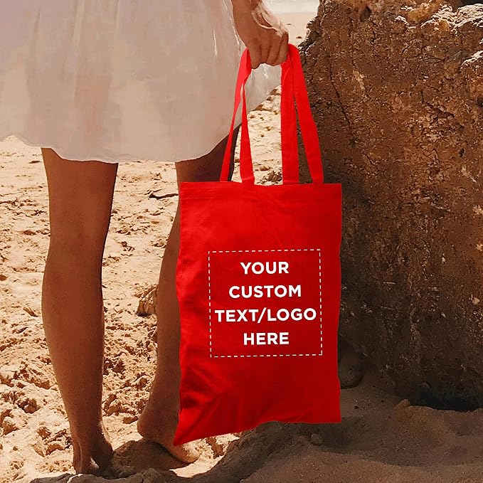 DISCOUNT PROMOS Custom Cotton Canvas Tote Bags Set of 10, Personalized Bulk Pack - Image 6