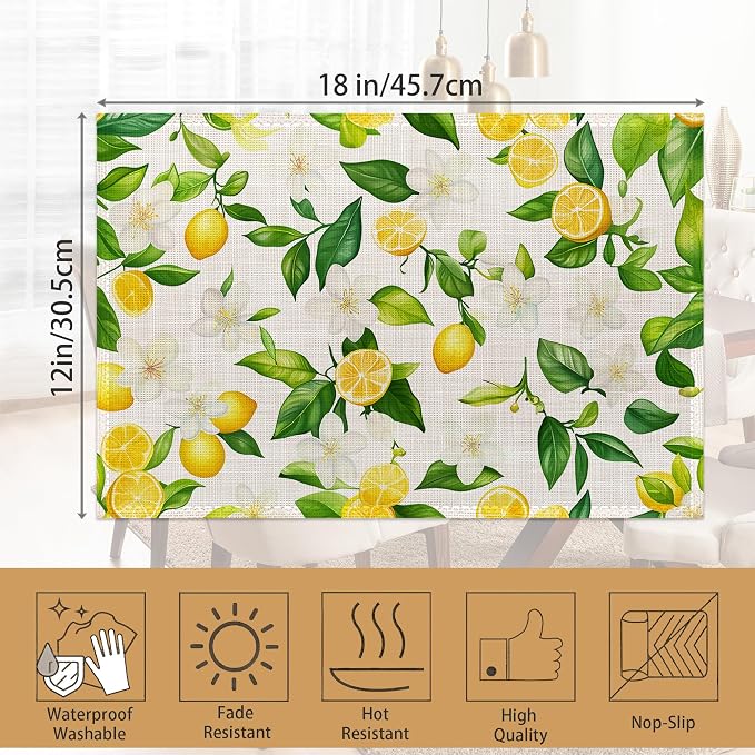 Placemats12x18 Inch, Lemons Flower Placemats - Image 6