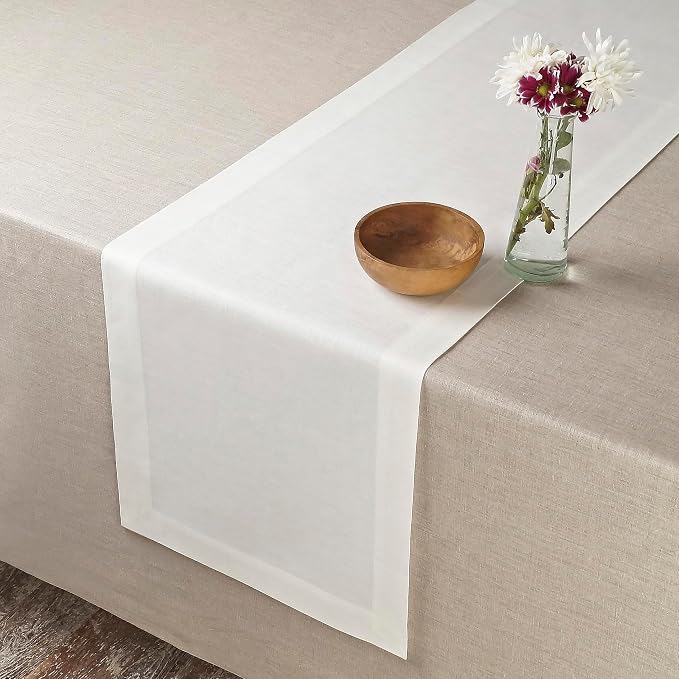 D'Moksha Homes Linen Ivory Table Runner 36 Inches - Image 2