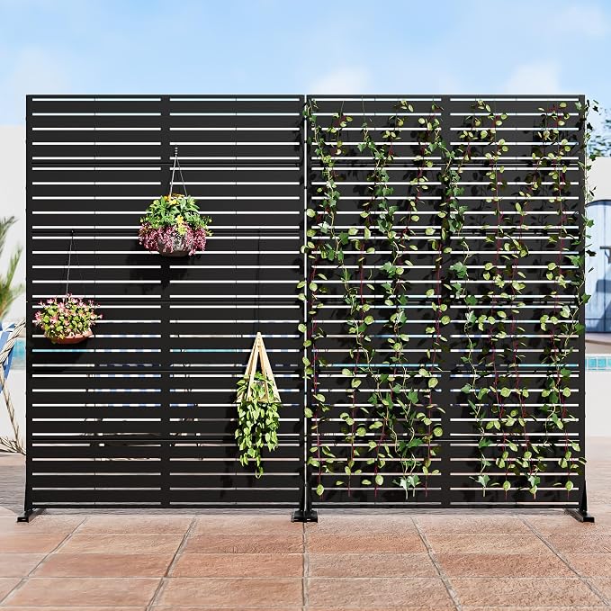 Casaphoria Metal Privacy Screen Outdoor, Louvered Black - Image 10