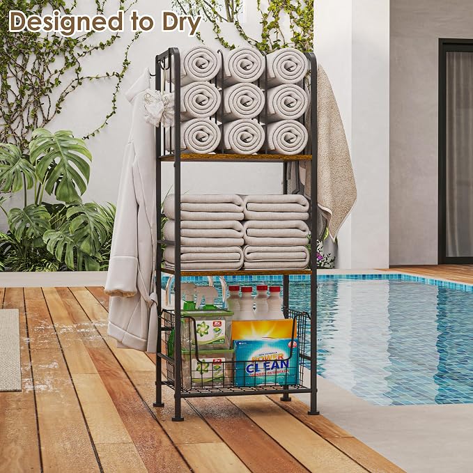 Towel Rack Free Standing 3-Tier M-Shaped Detachable Dividers, Durable Metal - Image 9