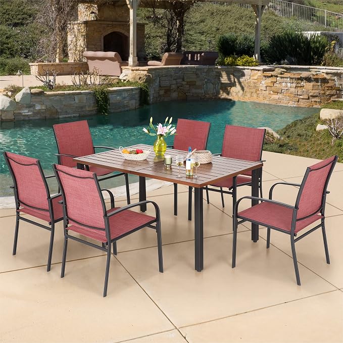 Outdoor Patio Dining Table for 6, All Weather Wrought Iron Outdoor Table for - Image 2