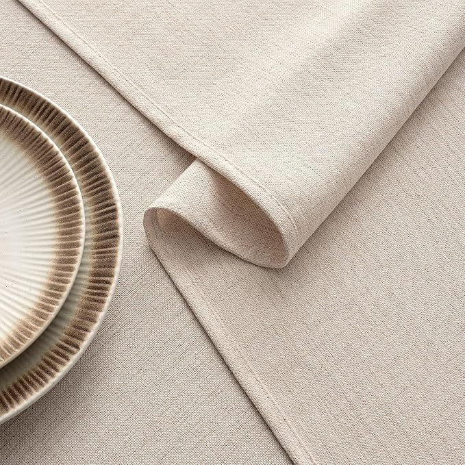 MIULEE Ivory Linen Polyester Tablecloth 60x120 Inch Spring Rectangle Table - Image 3