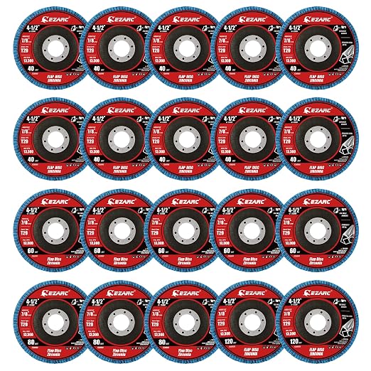 EZARC Flap Disc 20 Pack, 4.5" x 7/8", T29 Zirconia Abrasive Grinding Wheel by EZARCTools