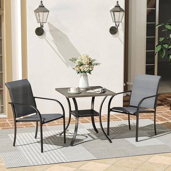VICLLAX Patio Dining Table, Square Table Metal Outdoor Bistro Table - Image 2