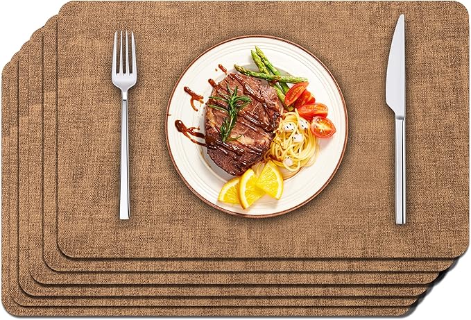 Maxpearl Faux Leather Placemats Set of 6 by Maxpearl