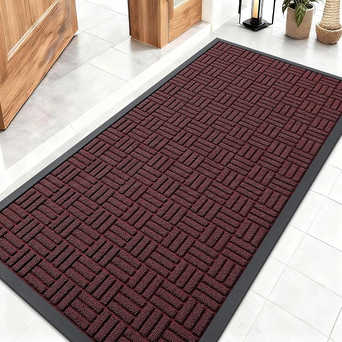 OLANLY Front Door Mat Outside Entrance 47x23, Heavy Duty Sturdy Natural Rubber by OLANLY