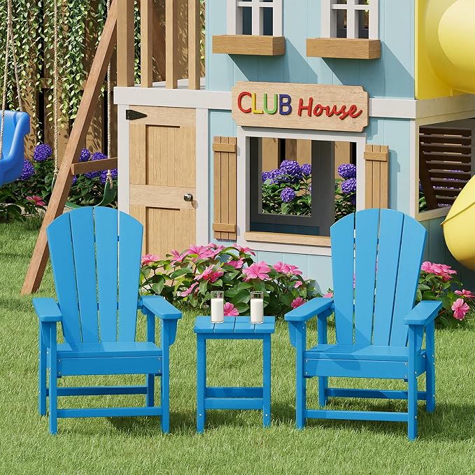 Costaelm Kids Outdoor Side Table, Small Patio HDPE Adirondack Square Table - Image 4