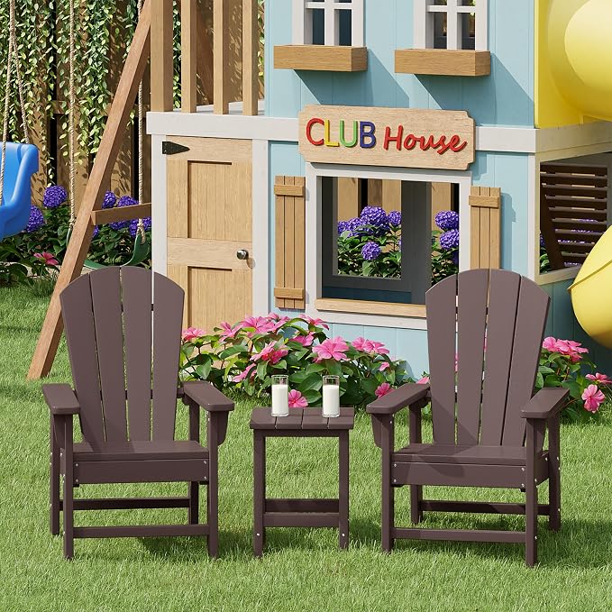 Costaelm Kids Outdoor Side Table, Small Patio HDPE Adirondack Square Table - Image 4
